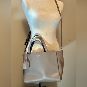 Kate Spade Magnolia Street Mina Scalloped Satchel w/Crossbody-Lt Lavender/Gray